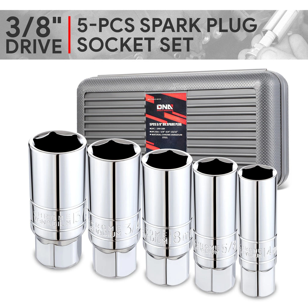 5 Pcs 3/8" 6-Point Spark Plug Impact Socket Set for Automotive