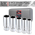 5 Pcs 3/8" 6-Point Spark Plug Impact Socket Set for Automotive