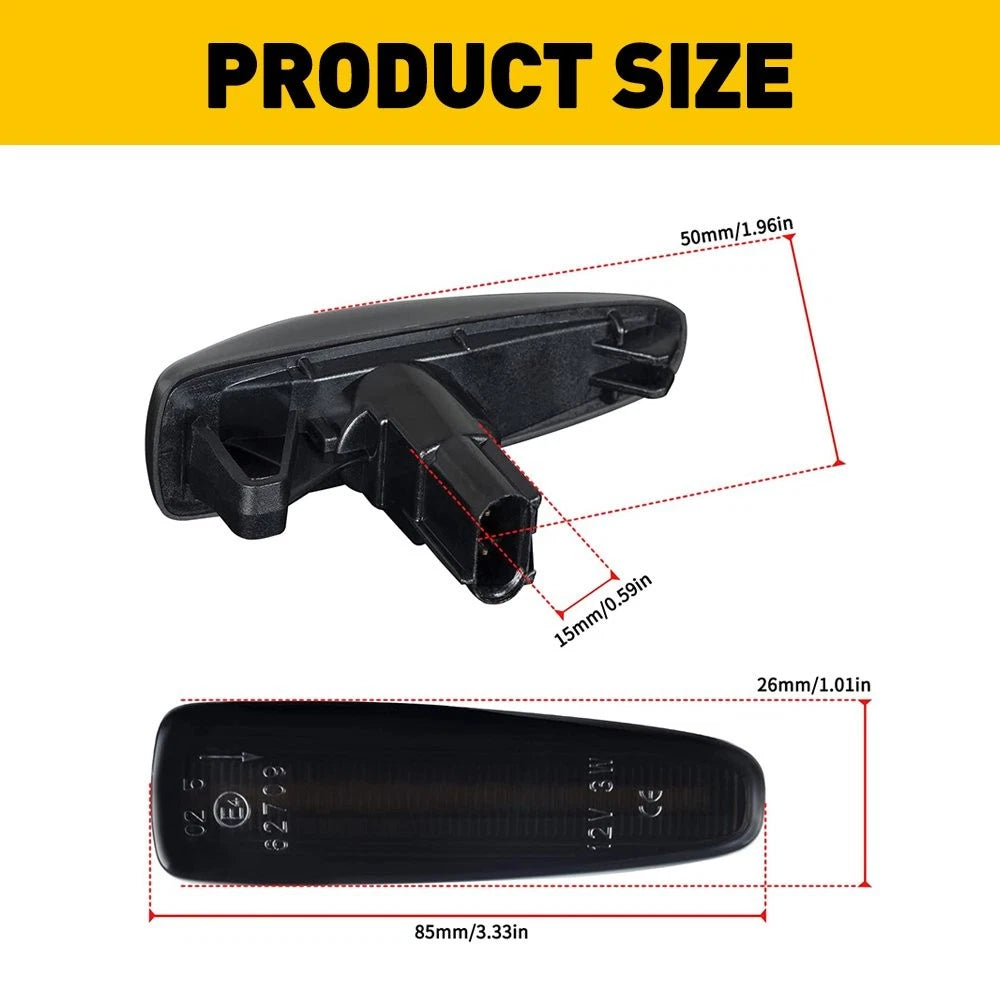 2X Smoked Amber LED Sequential Marker Lights for Mitsubishi Lancer Evo
