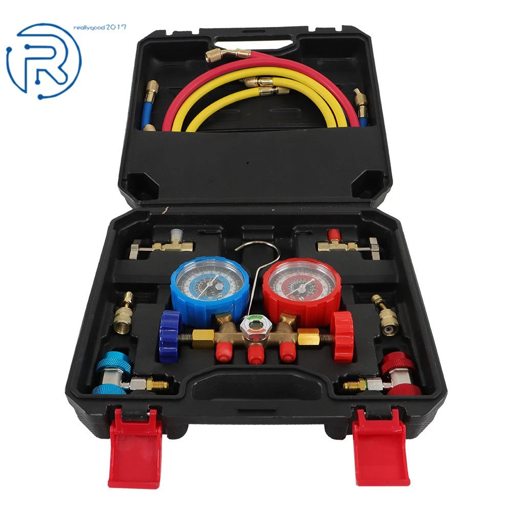 4CFM Air Vacuum Pump Manifold Gauge Set for HVAC AC Refrigerant (1/3HP)