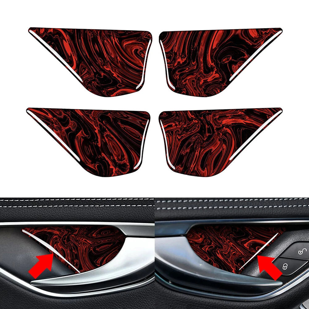 Set of 4 Fire Red Door Handle Bowl Cover Trim for Mercedes Benz E Class (2011–2018)