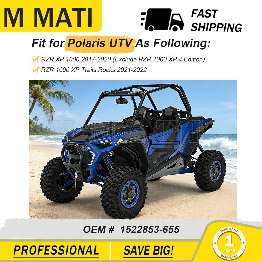 Set of 4 Rim Caps for Polaris RZR XP 1000 (2017–2022) 1522853-655