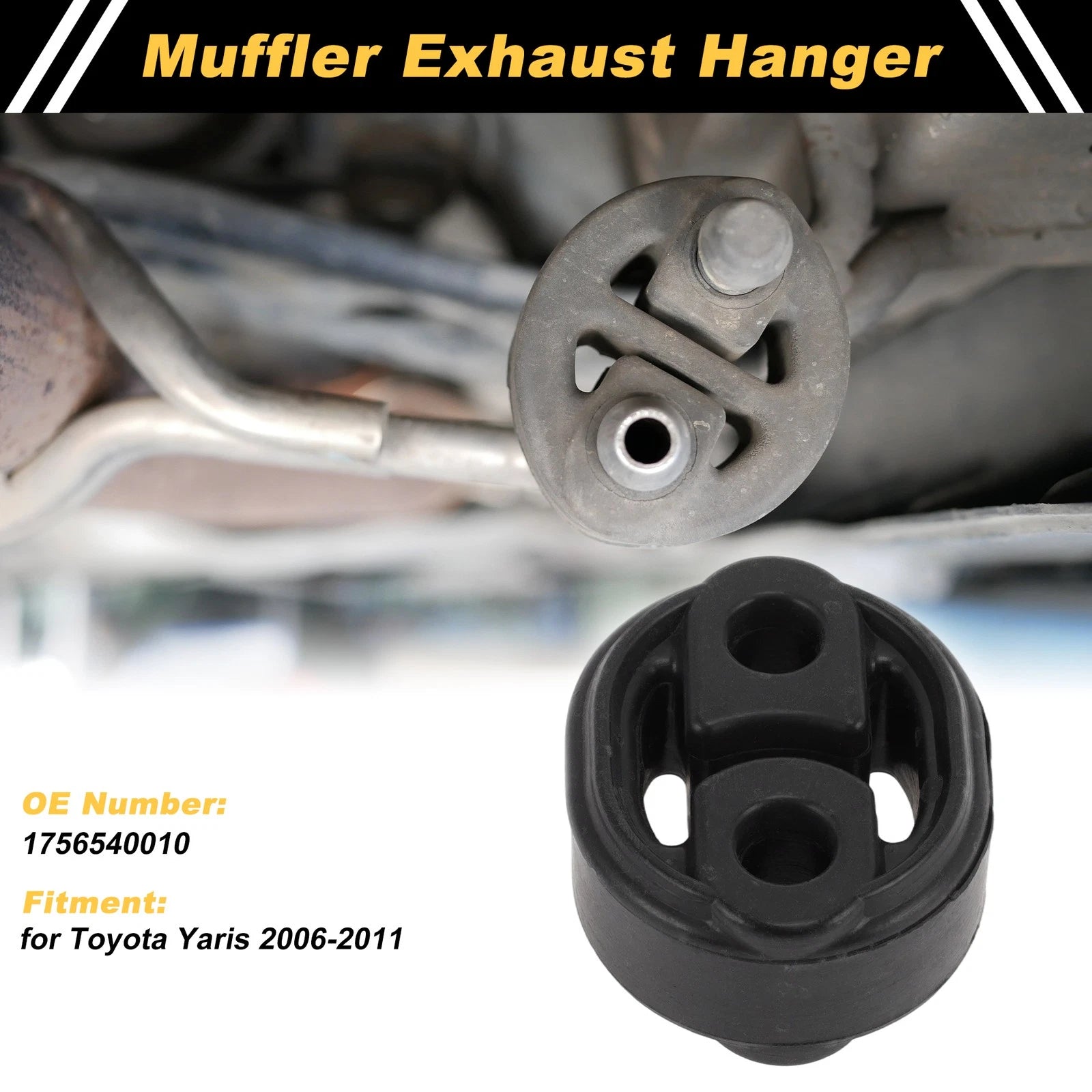 Muffler Exhaust Hanger for Toyota Yaris (2006–2011) No. 1756540010 Black 1 Pc