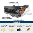 LED DRL Black Housing Halogen Headlight Left for GMC Acadia (2017–2019)