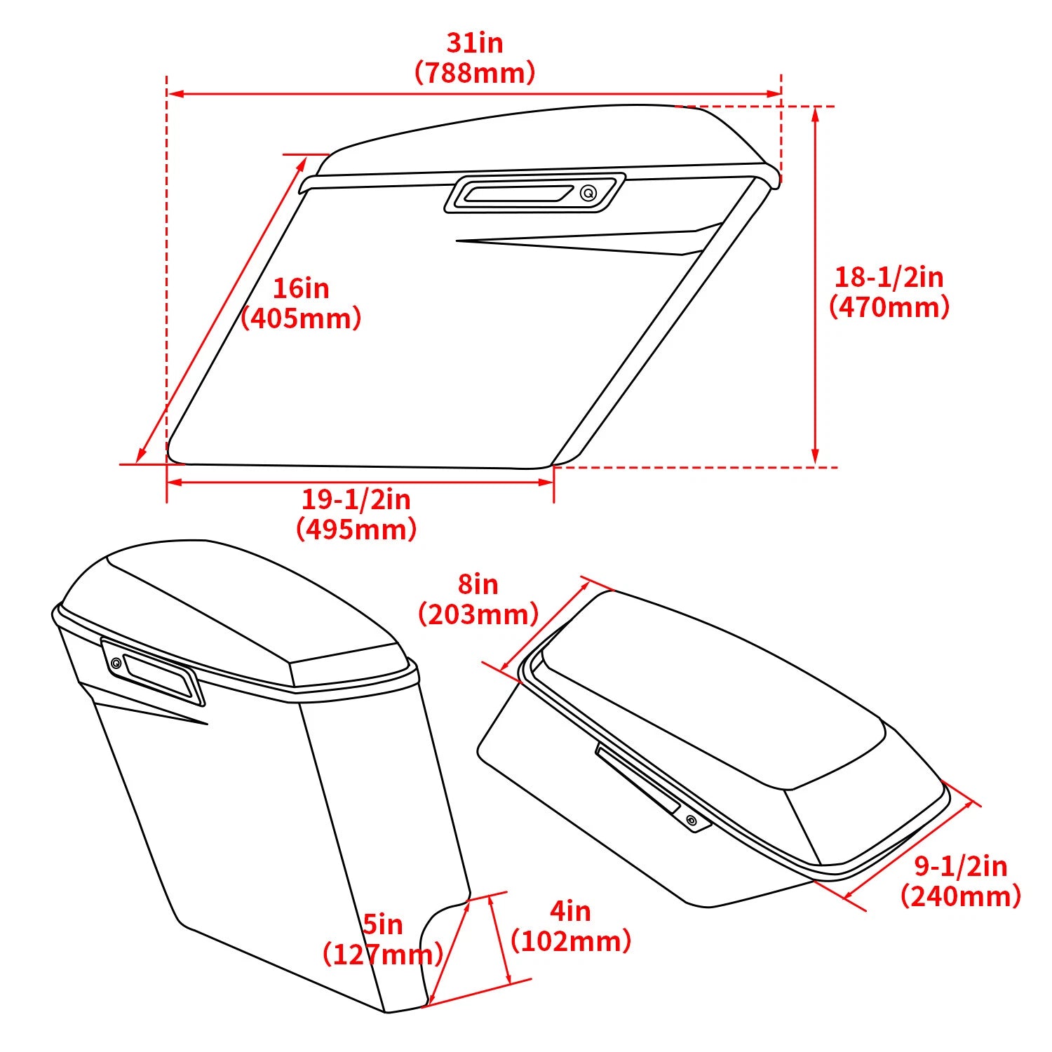 Saddlebag Conversion Brackets for Harley Softail (5" Stretched)