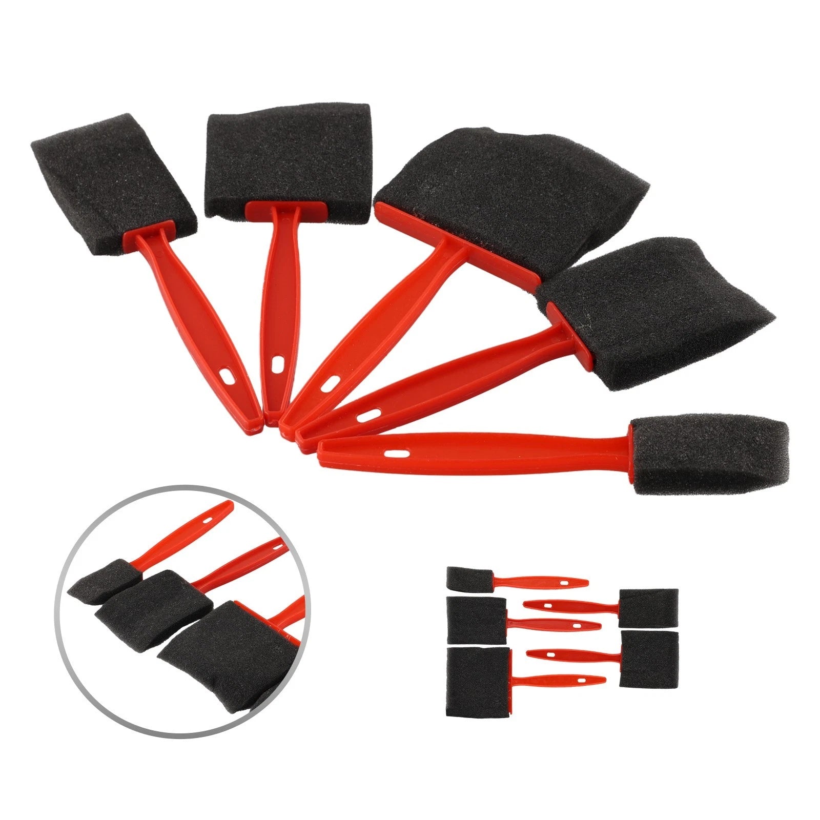 5 Piece Foam Brush Set for Crafting (2.5/4/5/6.3/7.5cm)