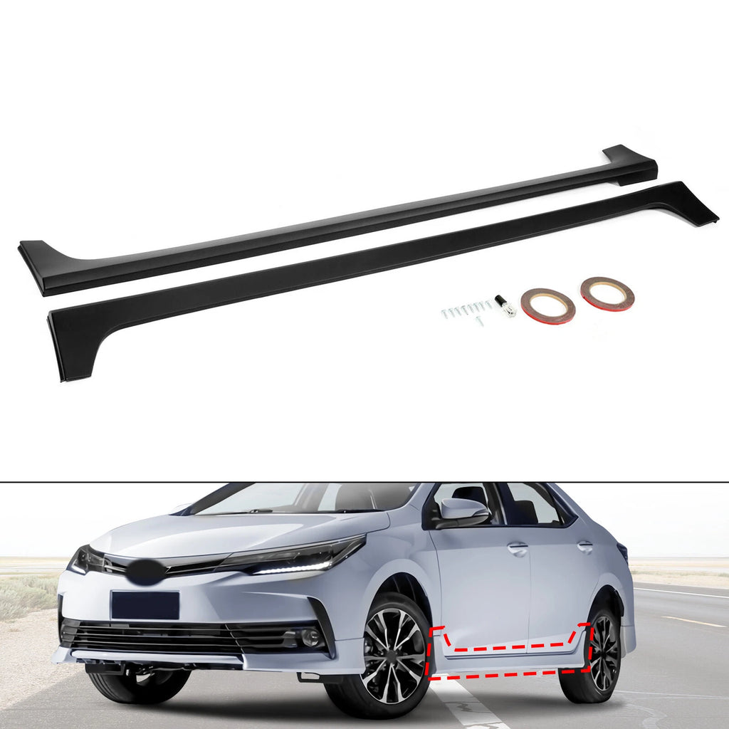 Pair Matte Black Side Skirts for Toyota Corolla 4-Dr Sedan (2014–2019)