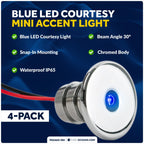Set of 4 Round Blue LED Courtesy Lights for Boat Interior