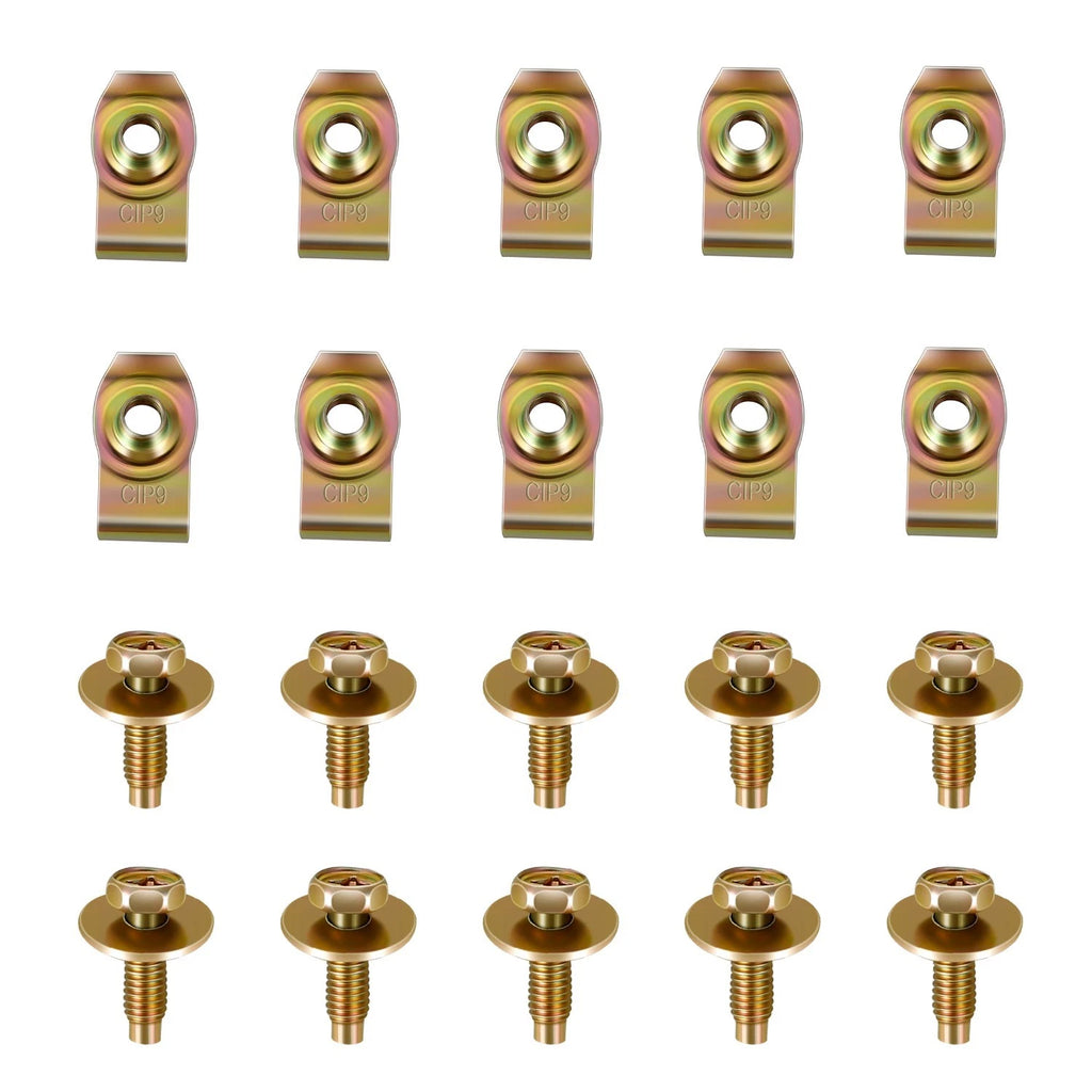 Set of 10 Alloy Steel Gold M6 Fasteners for Infiniti G35 G37 Nissan 350Z