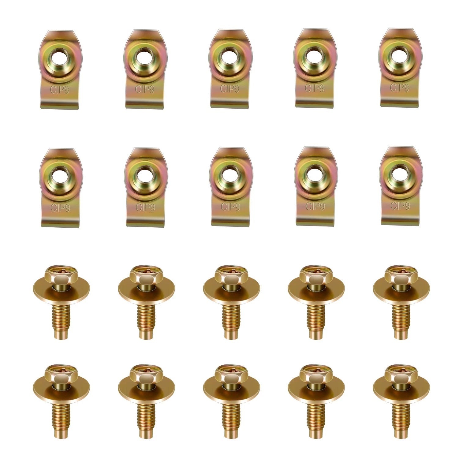 Set of 10 Alloy Steel Gold M6 Fasteners for Infiniti G35 G37 Nissan 350Z