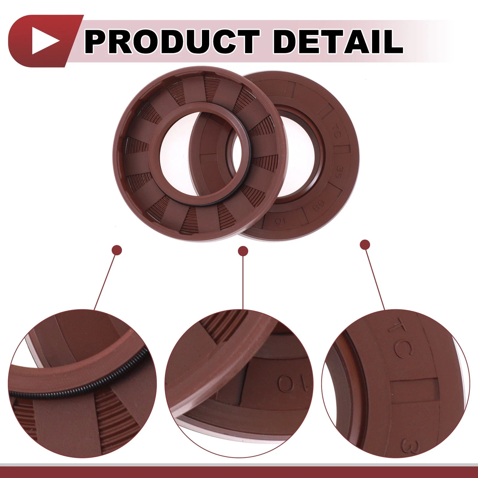 2X Oil Seal Rotary Shaft Seal FKM Rubber 35x68x10mm for Various Models