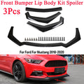 3Pcs Black Front Bumper Lip Splitter Spoiler for Ford Mustang (2018–2020)