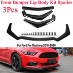 3Pcs Black Front Bumper Lip Splitter Spoiler for Ford Mustang (2018–2020)