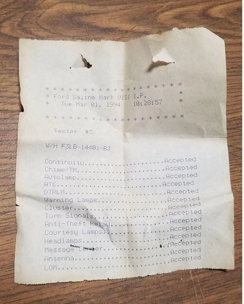 Build Papers for Lincoln Mark VIII (1994)