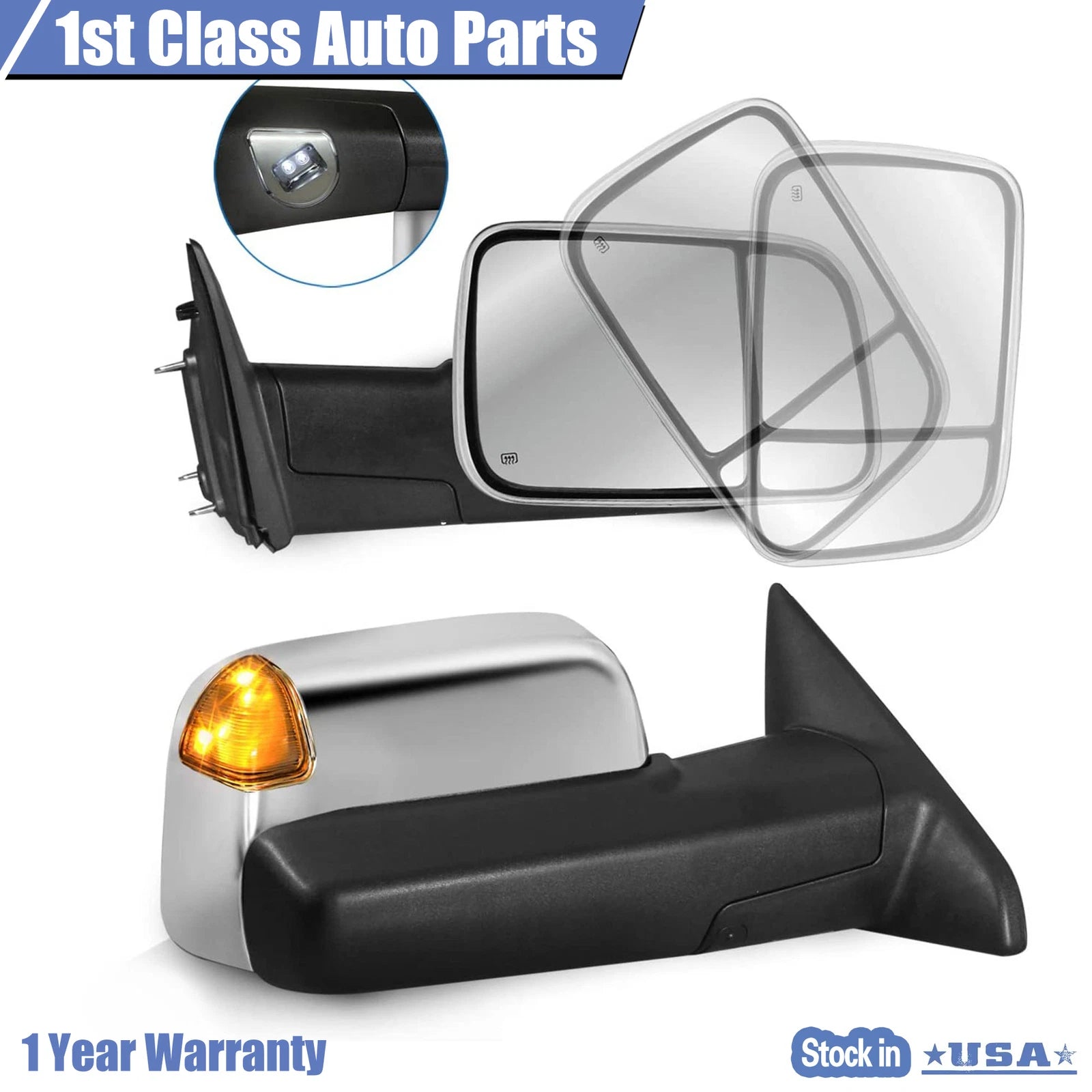 Heated Power Towing Mirrors for Ram 1500 2500 Classic (2013-2018)