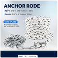 3-Strand Nylon Rope 1/2"x100' with Galvanized Steel Chain 1/4"x6'