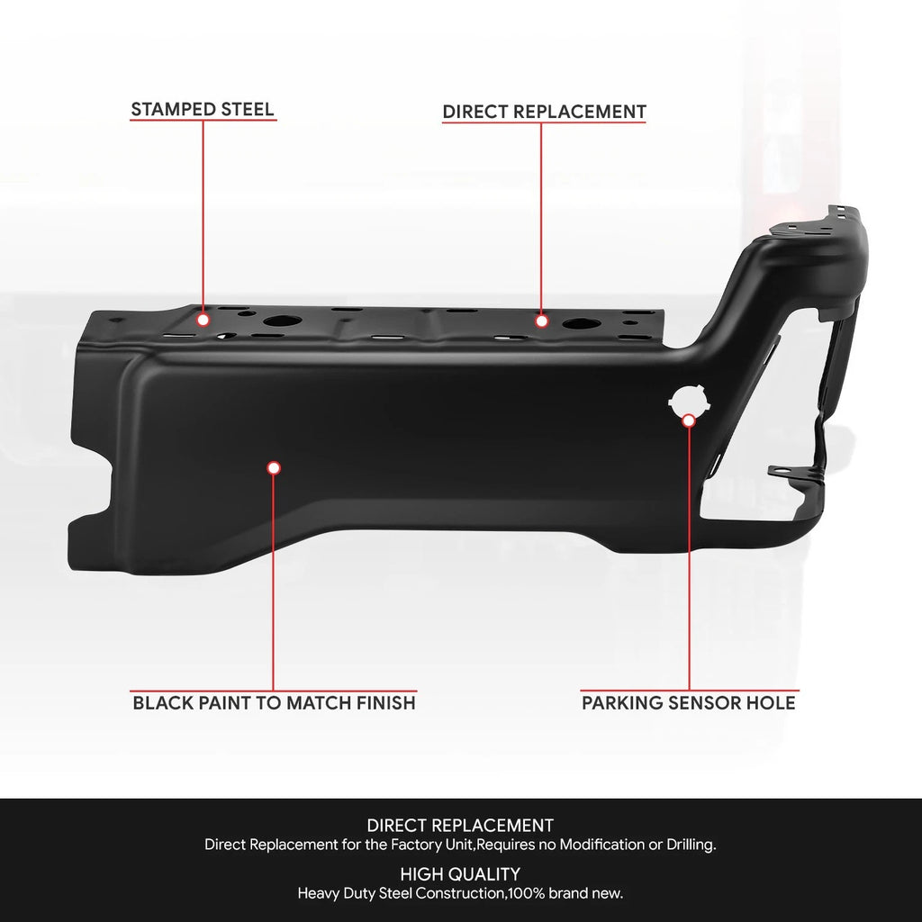Right Rear Bumper End Cap for Ford F-250 SD (2023–2025) - Black, Parking Sensor Hole