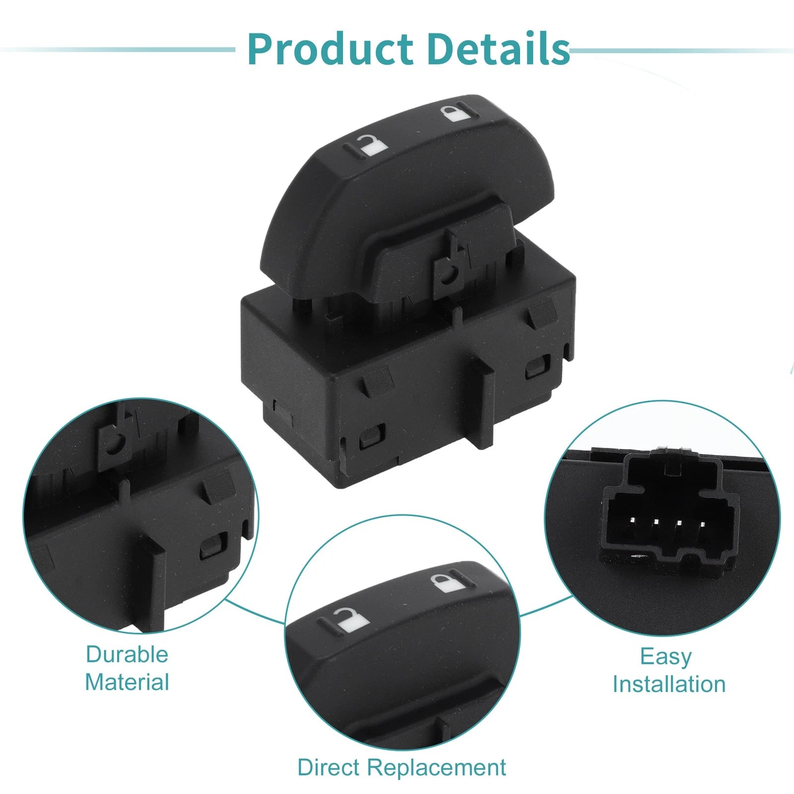 Door Lock Switch for Ford F-150 (2009) No. 9L3Z14028AA Black