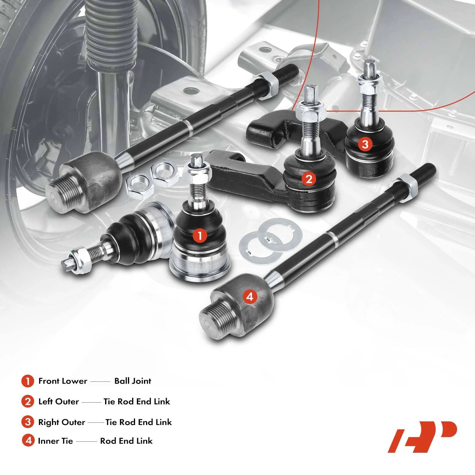 6X Inner & Outer Tie Rod Ball Joint for Jeep Liberty (2002-2004)