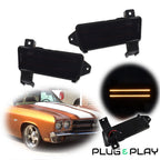 Smoked Lens Amber LED Front Side Marker Lights for Chevy Chevelle El Camino