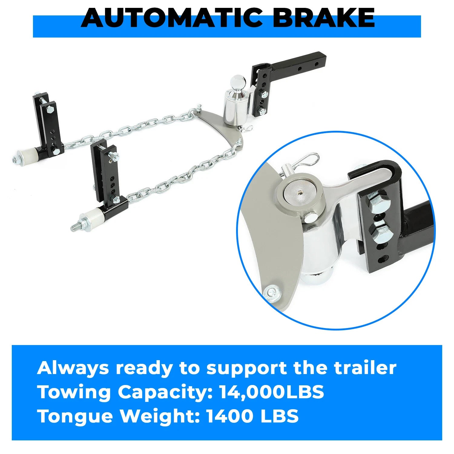 14000lbs Weight Distribution Hitch for Trucks (w/ Sway Control, 2-5/16" Ball)