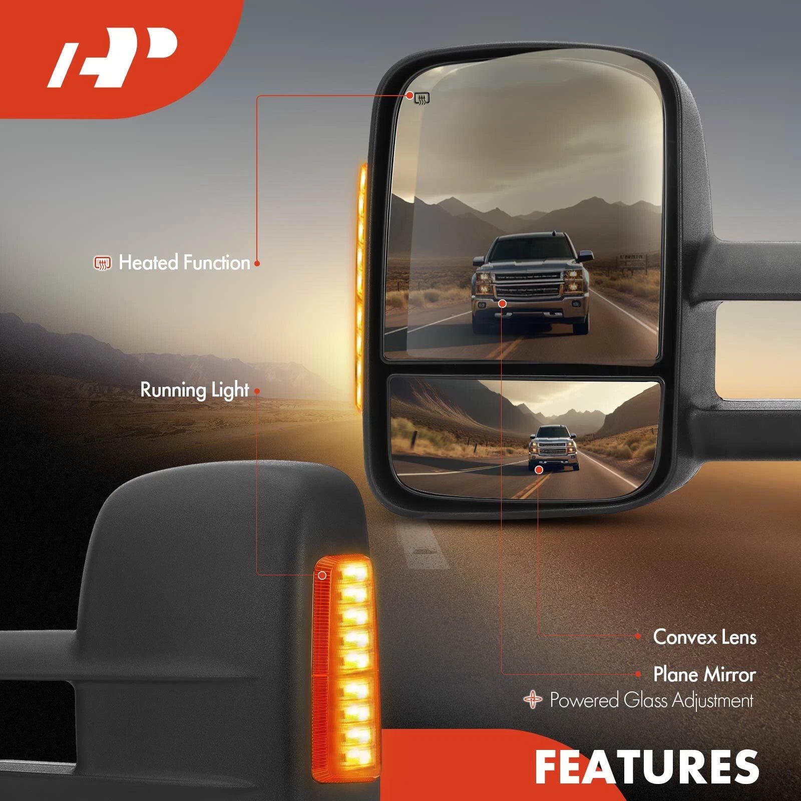 Pair Power Towing Mirrors with Signal for Silverado 1500 (2007-2013)