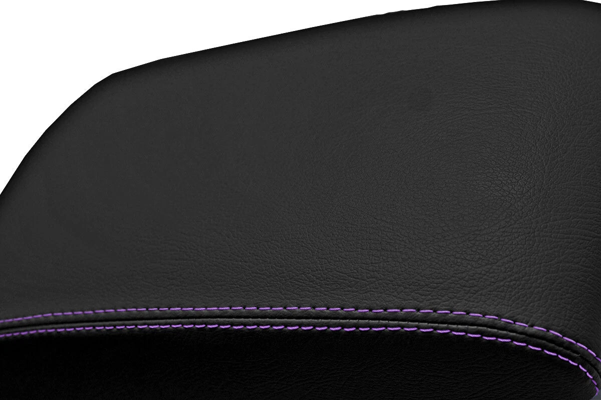 Leather Console Lid Armrest Cover for Subaru Tribeca (2006–2014) Purple Stitch