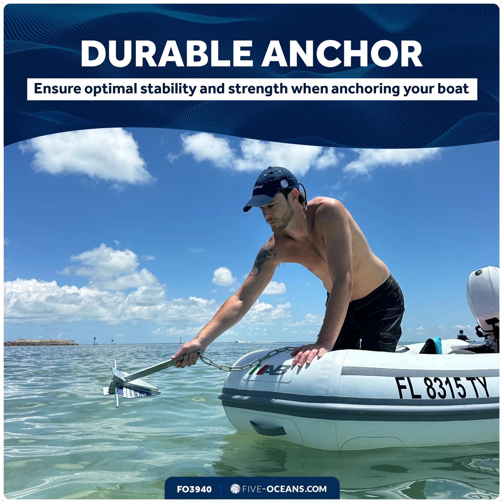 8 Lb Fluke Boat Anchor for Marine Use (Hot Dipped Galvanized Steel)