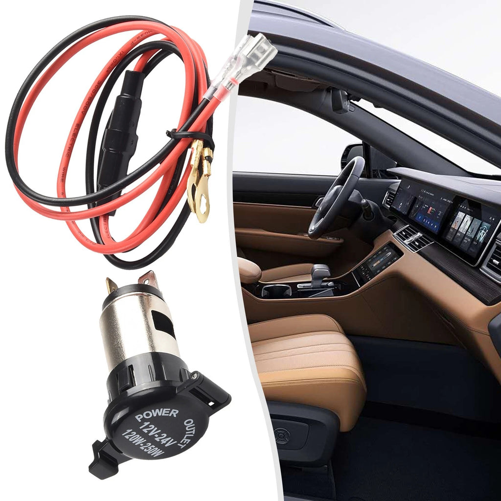 12V Power Socket with Connector Wires for Car Boat Tractor