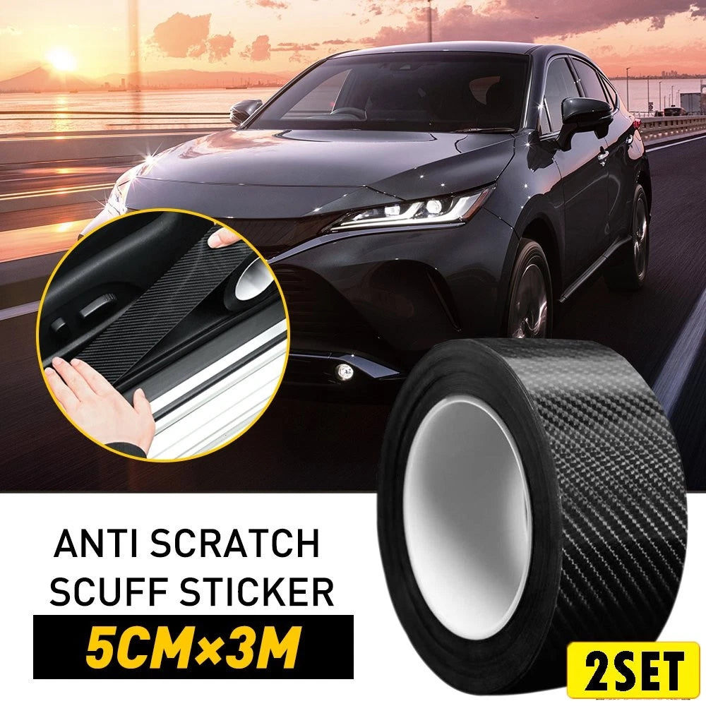 Set of 2 Anti-Roll Carbon Fiber Door Sill Scuff Plates for