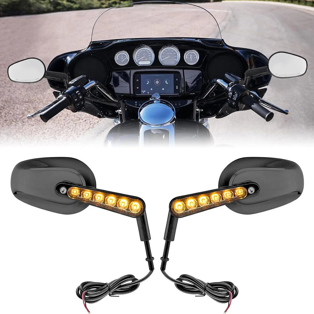 Pair Rear View Mirrors with LED Turn Signals for Harley V-Rod (2002–2017)