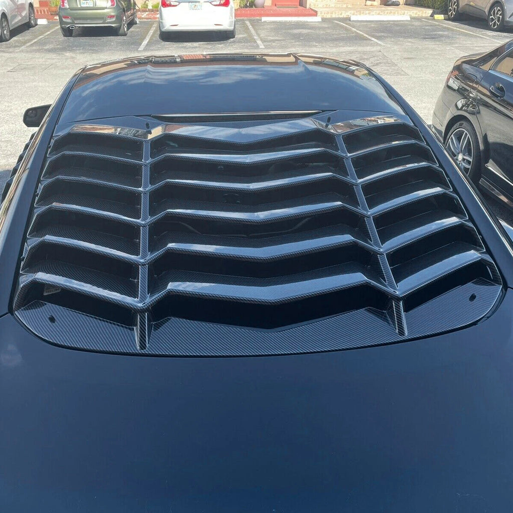 Rear Window Louver Cover Sun Shade for Ford Mustang (2015–2023) Carbon Fiber