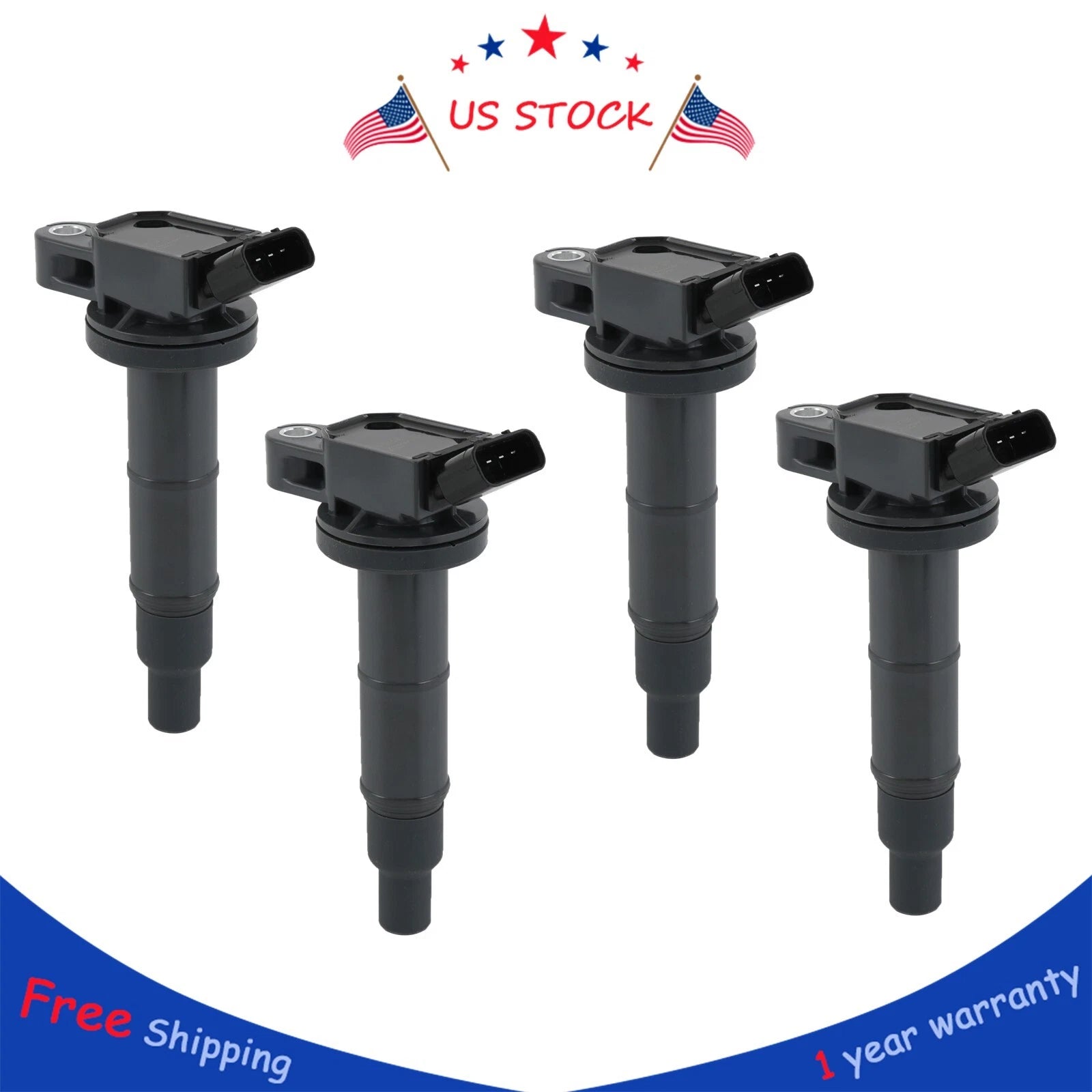 Set of 4 Ignition Coils for Toyota Camry RAV4 Highlander Lexus Scion (2002–2015)