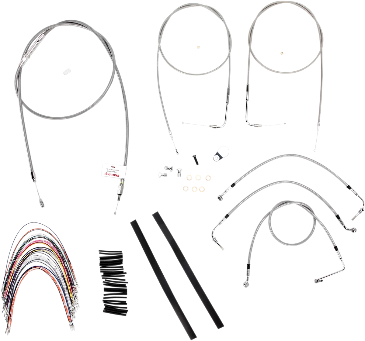 Complete Stainless Braided Handlebar Cable/Brake Line Kit for Harley (2014–2023)