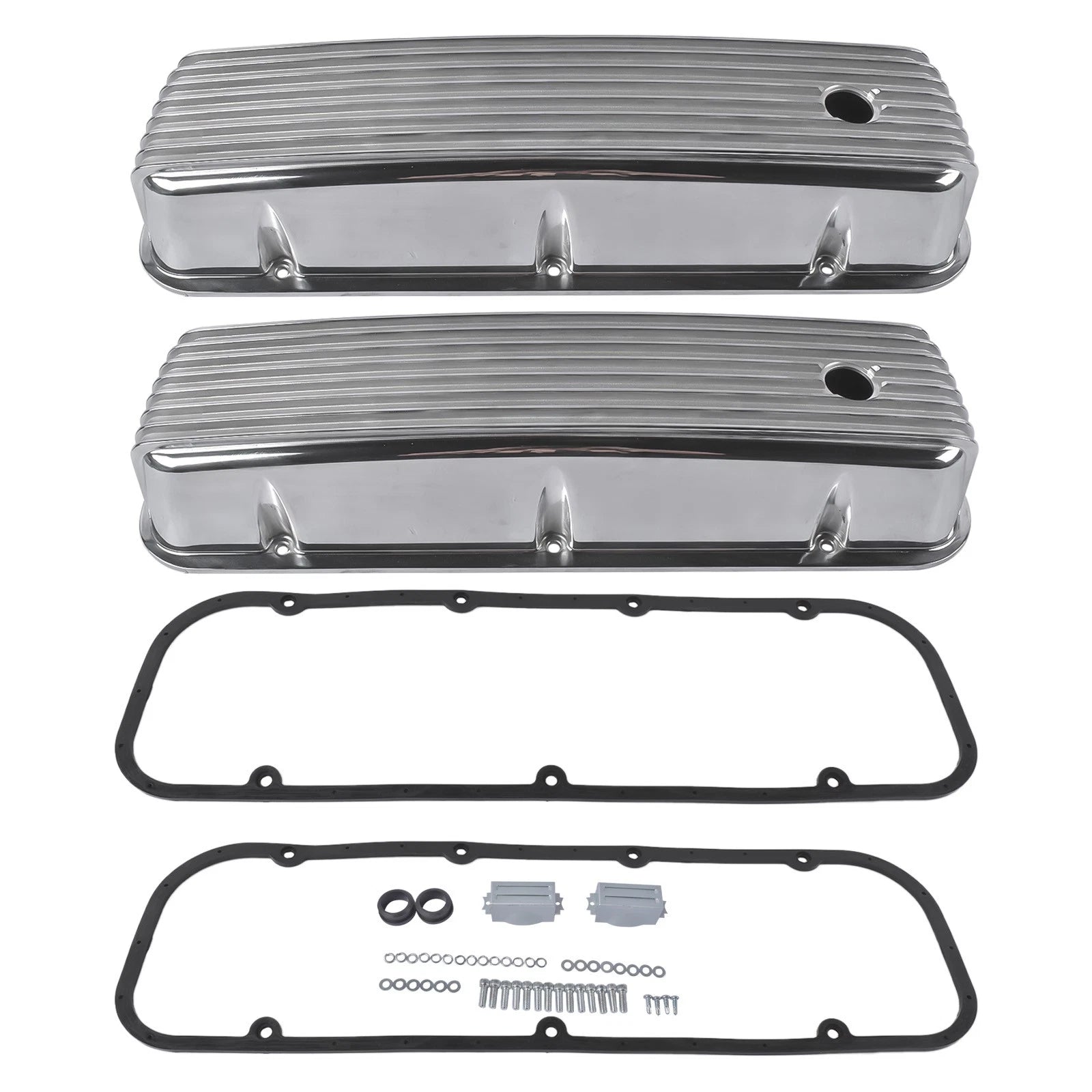 Finned Valve Covers for Chevy Big Block 427 454 502 (Fits 1965-2002)