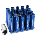 20 PCS Open End M12x1.5 90mm Tall Blue Aluminum Lug Nuts + Adapter
