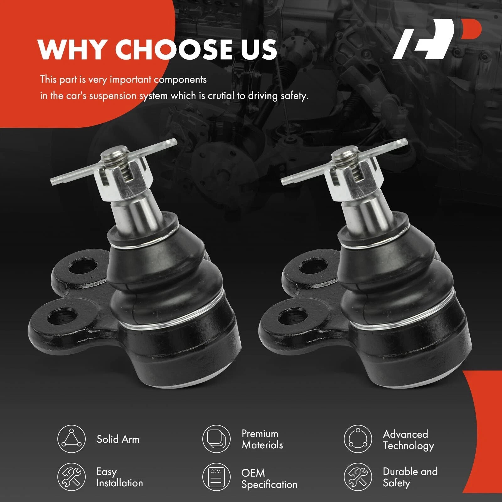 2X Front Lower Side Ball Joint for Chevy Equinox GMC Terrain (2010-2017)