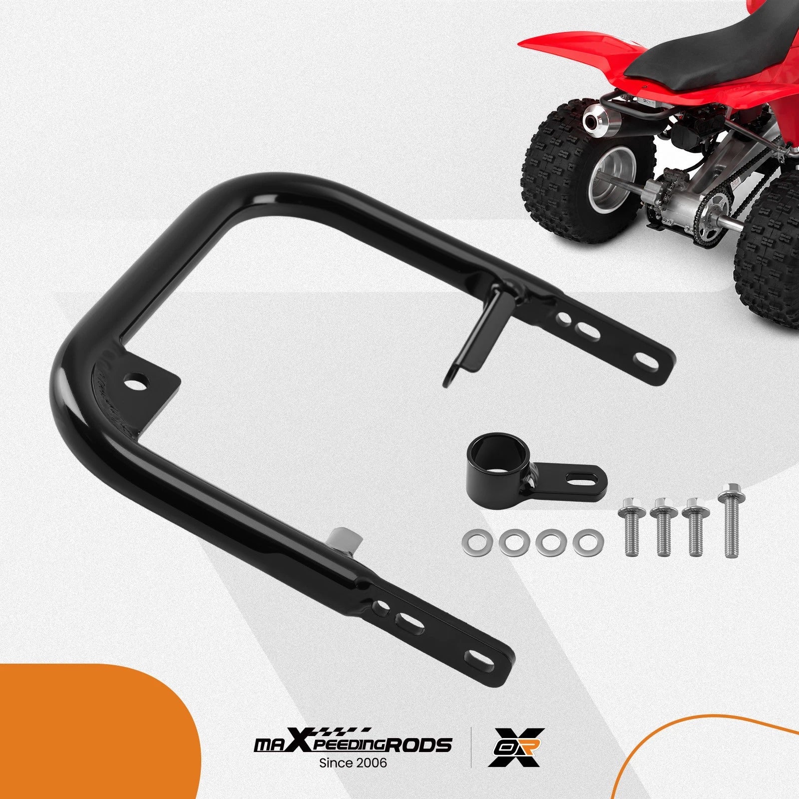 Rear Grab Bar Bumper for Honda Sportrax 450/TRX450R (2004–2012) Black Aluminum