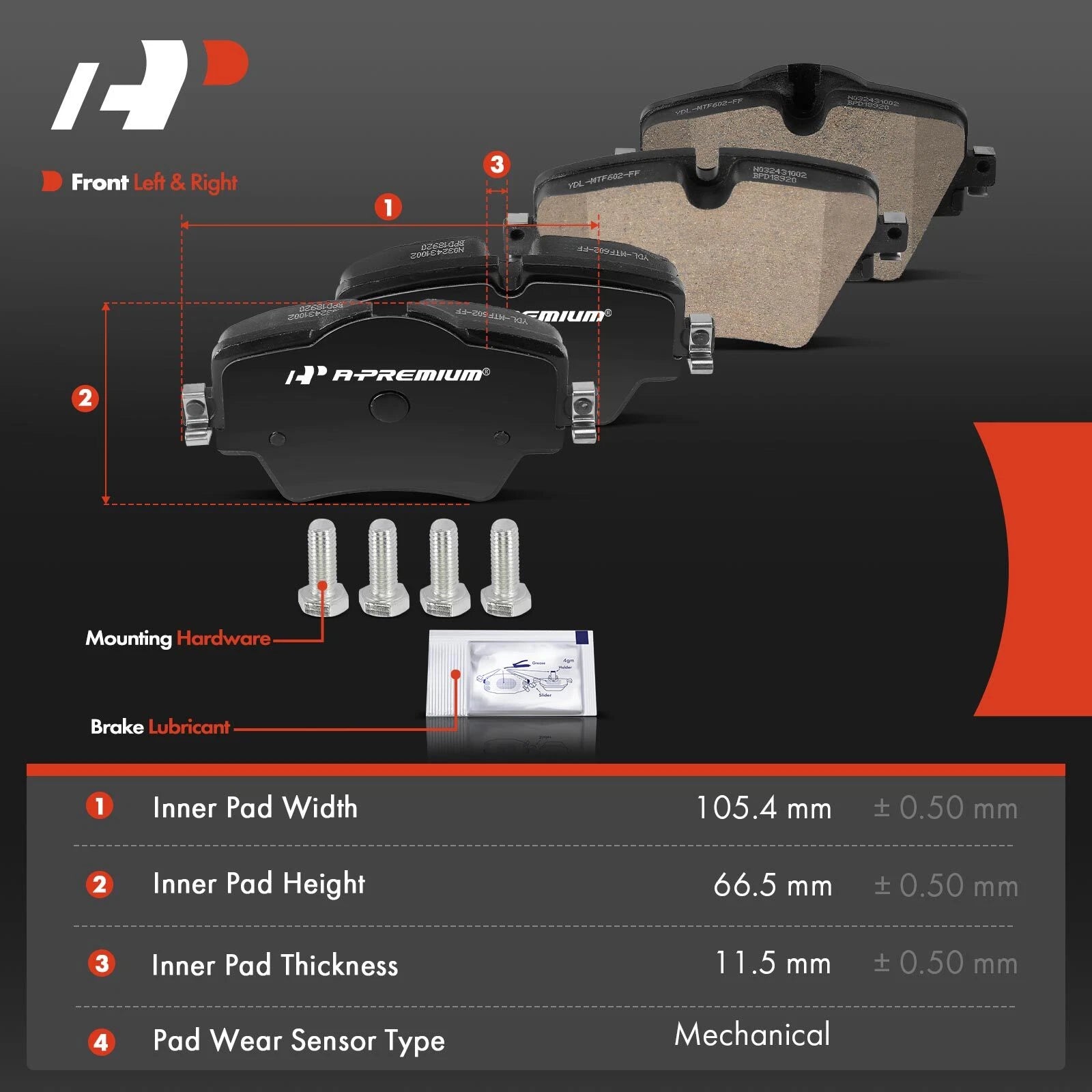 Set of 4 Front Ceramic Brake Pads for BMW G20 330i 330i xDrive (2021–2022)