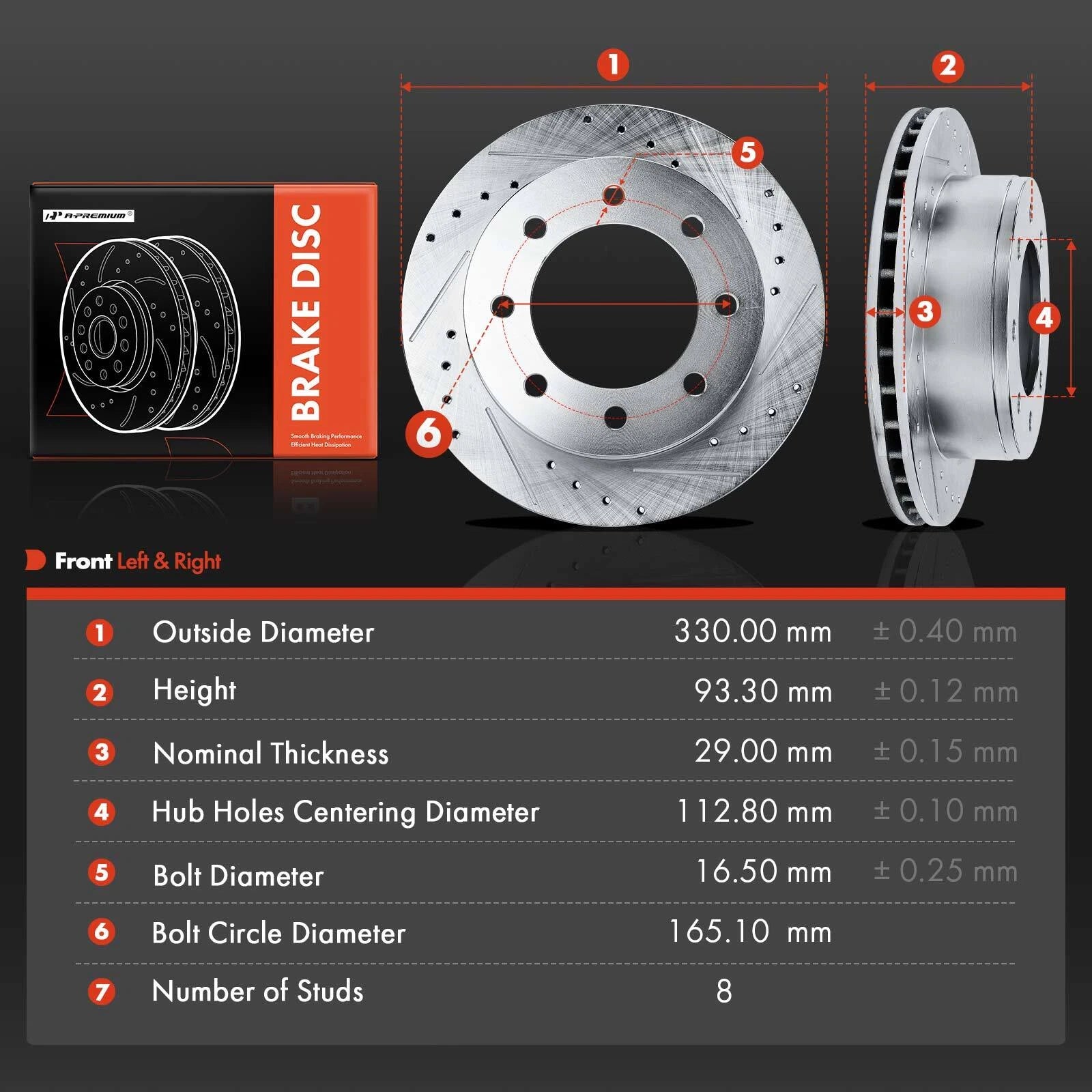 Set of 4 Drilled & Slotted Rotors for Chevy Express 2500