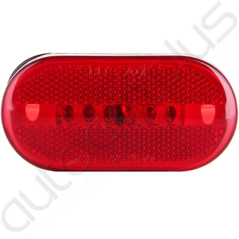 Set of 7 Amber & 5 Red Oval Side Marker Lights for Trailer Truck (6 Diodes)