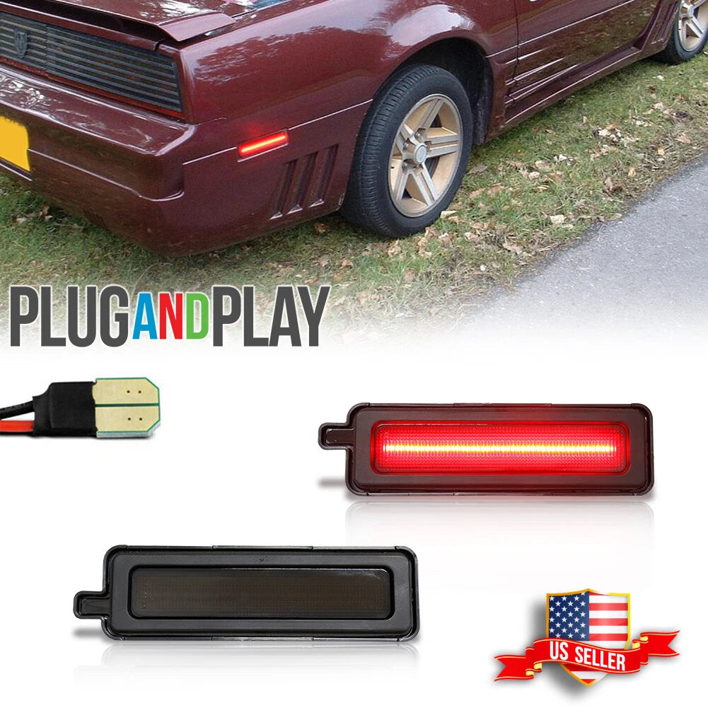 Smoke Red LED Rear Bumper Side Marker Lights for Pontiac Trans Am Firebird (1982–1992)