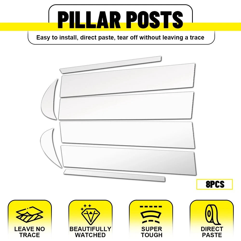 Set of 8 Chrome Look Piano Pillar Post Door Trim for Toyota Camry (2018–2024)