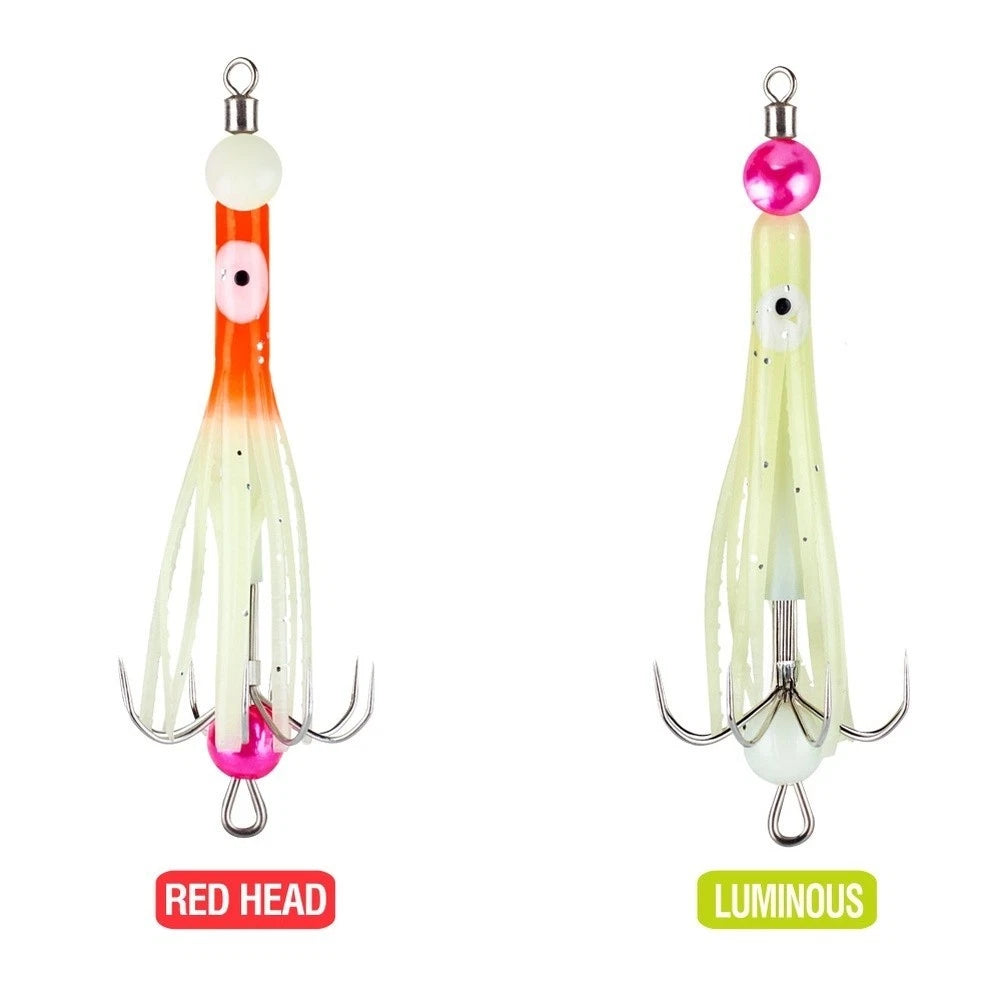 10X Luminous Glow Squid Fishing Hooks for Boat Fishing