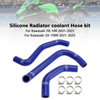 Silicone Radiator Coolant Hose for Kawasaki ZX10R ZX-10RR (2021–2025) Blue