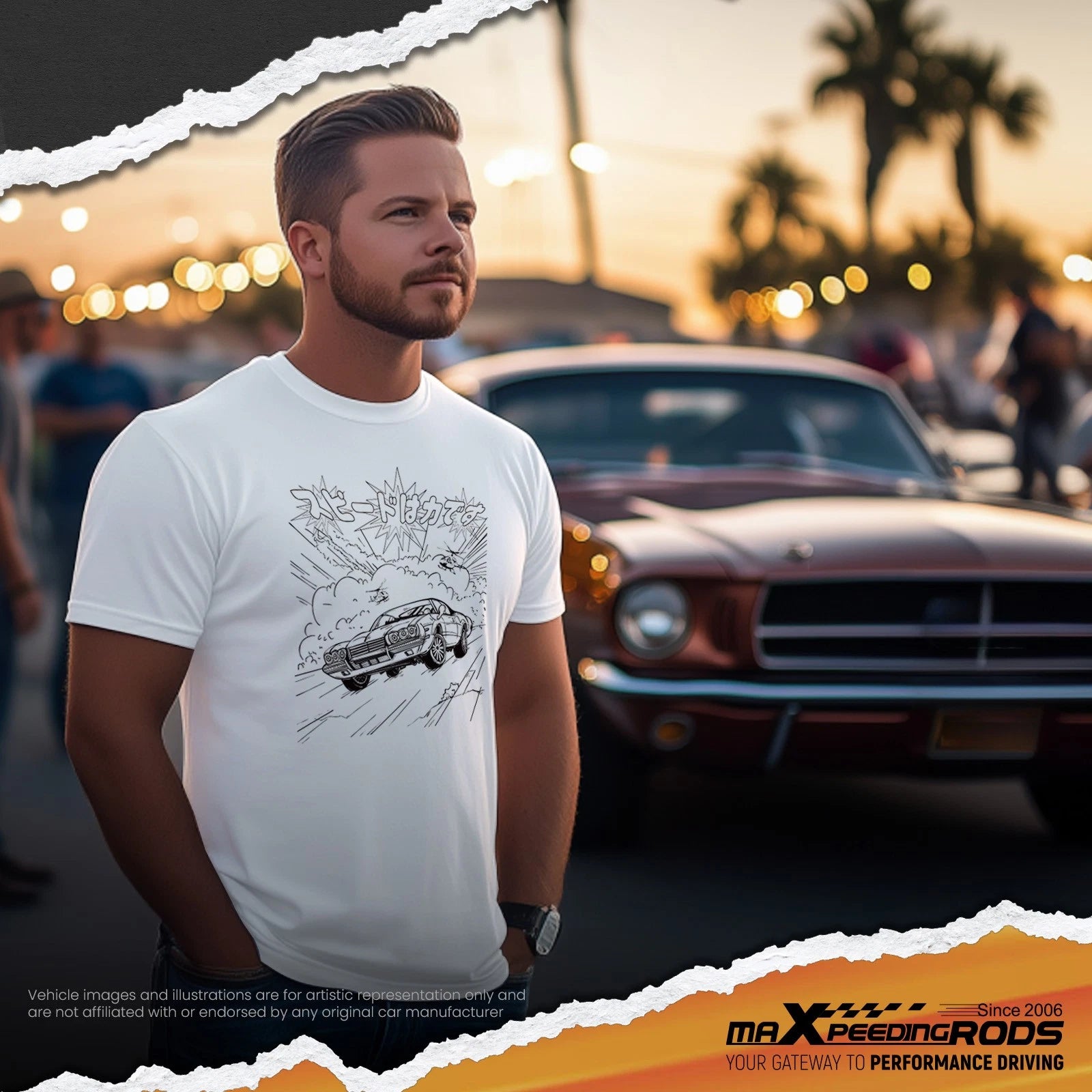 Funny Racing Car Graphic T-Shirt for Men Anime Muscle Car Print (2020–2021)