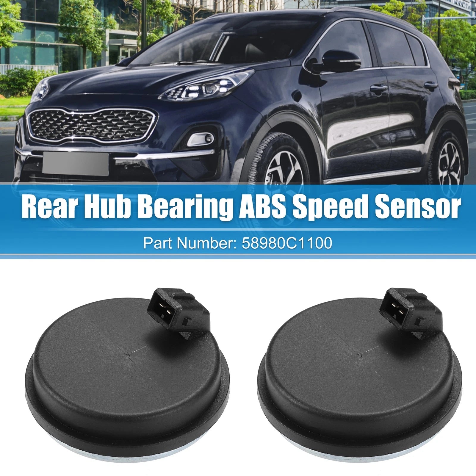 2pcs Rear Hub Bearing ABS Speed Sensor for Hyundai Kia (No. 58980C1100)