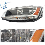 Driver Side Headlight for Volkswagen Jetta (2011-2018) Halogen Black Housing