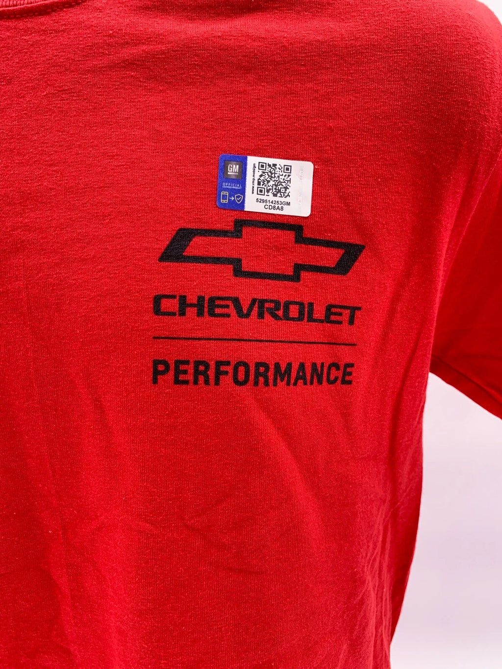 Red Chevrolet Performance T-Shirt with Logo and Bowtie Emblem (All Years)