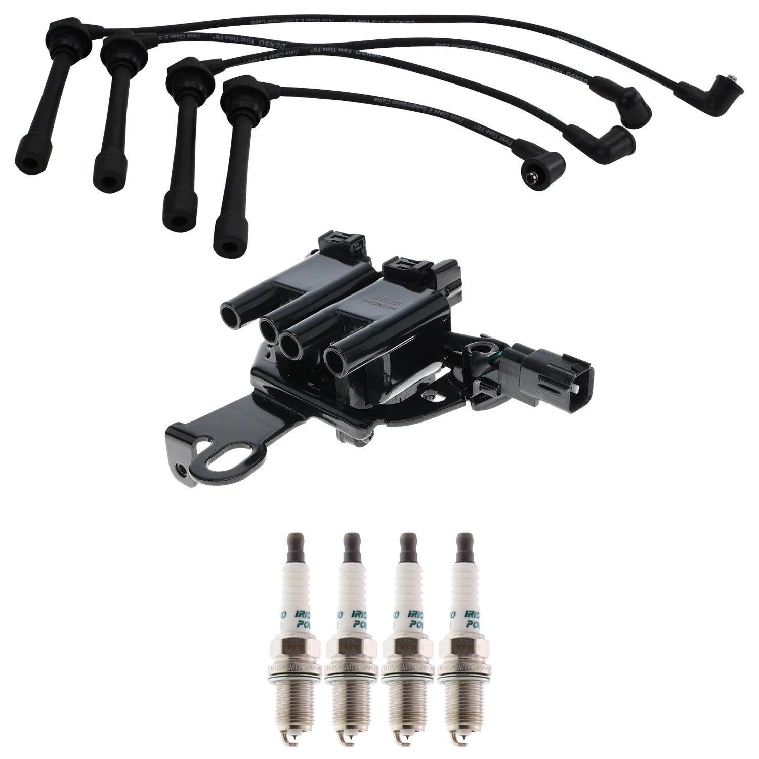 Ignition Coil & Denso 4 Iridium Spark Plugs Wire Set for Spectra L4